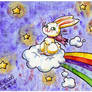 Rainbow Bunny on a Cloud :3