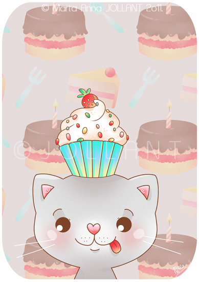 A Cat with a Cupcake Hat