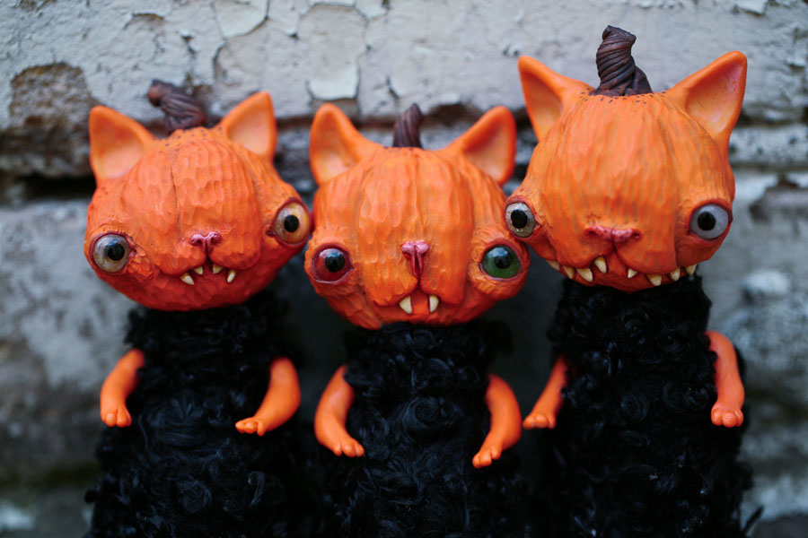 pumpkin monster cats