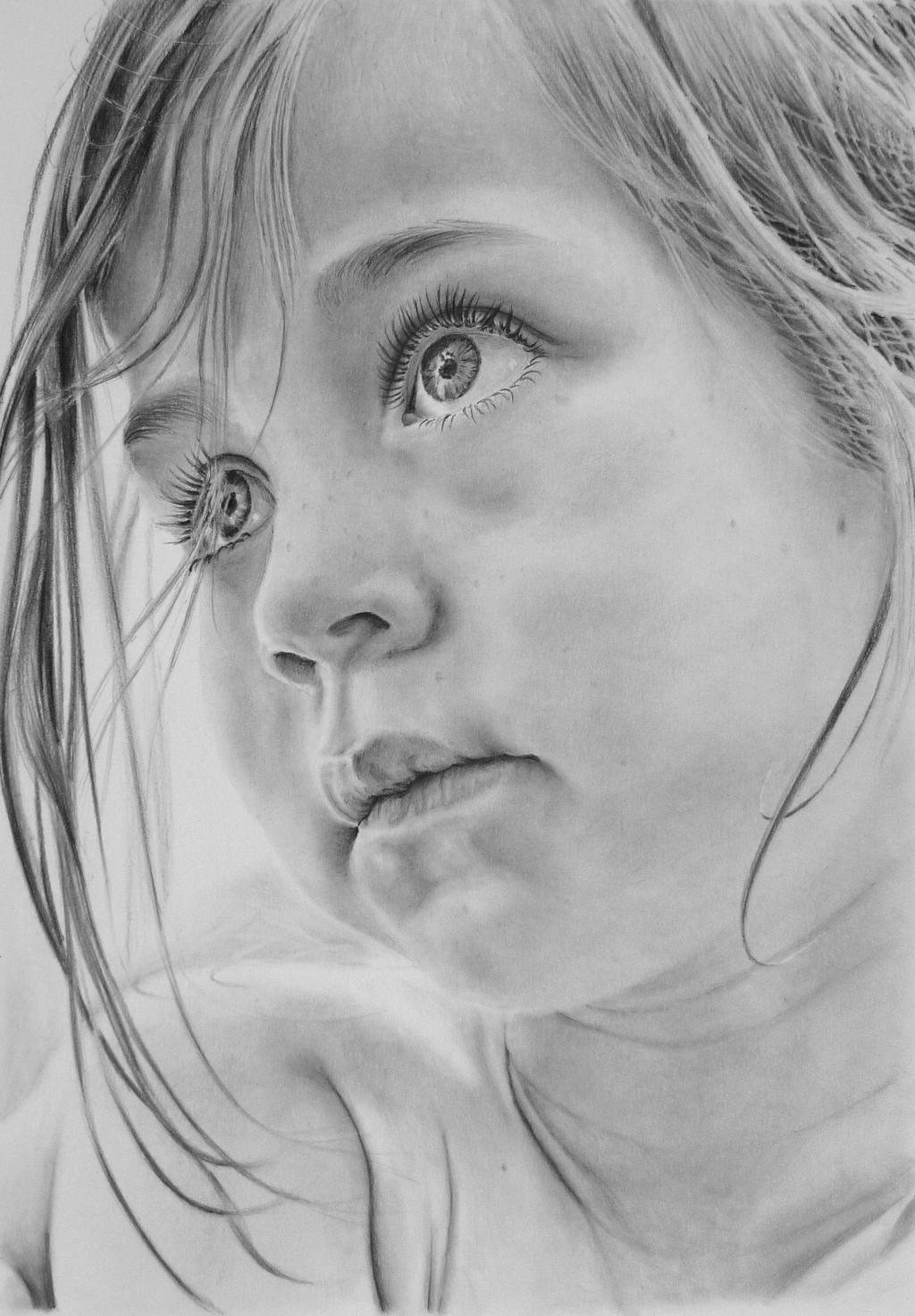Girl Alone Pencil Drawing - A4 size