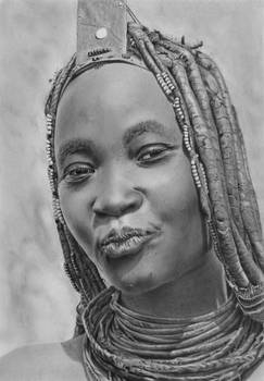 Pencil portrait of a Himba Woman