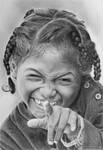 Pencil portrait of a cheeky Madagascan girl by LateStarter63