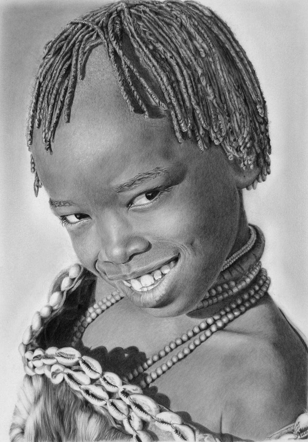 Pencil portrait of a Hamer Girl