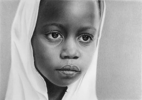 Pencil portrait of a Tanzanian girl