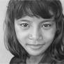 Pencil portrait of an orphan girl from Myanmar