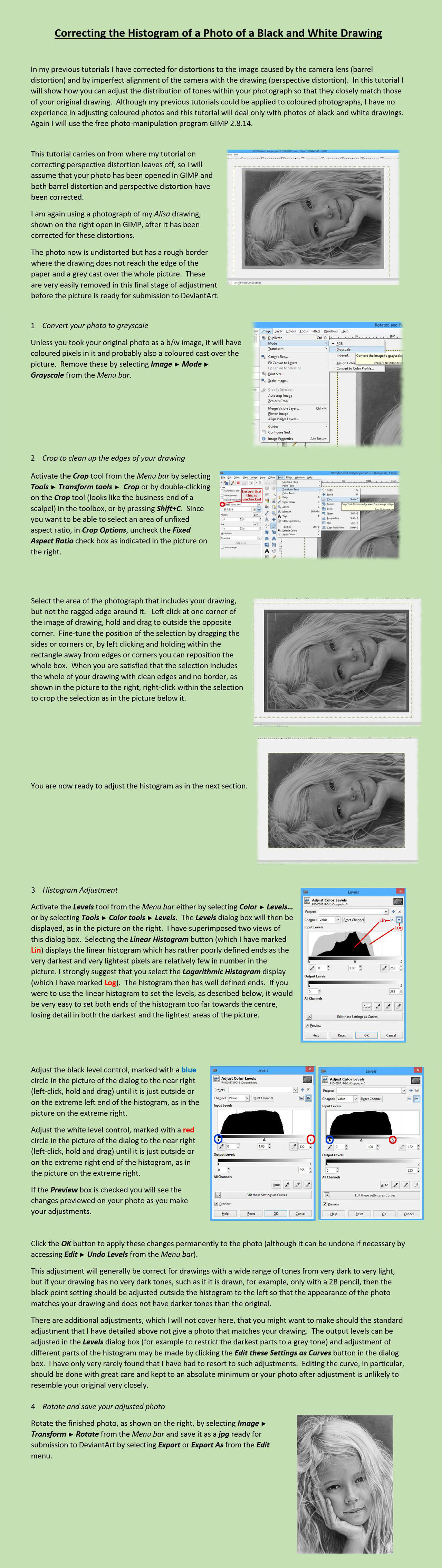 Histogram adjustment tutorial for graphite drawing