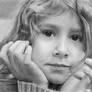 Pencil portrait of a pensive girl