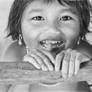 Pencil portrait of a smiling Vietnamese girl
