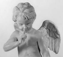 Pencil portrait of a sculpture of Cupid