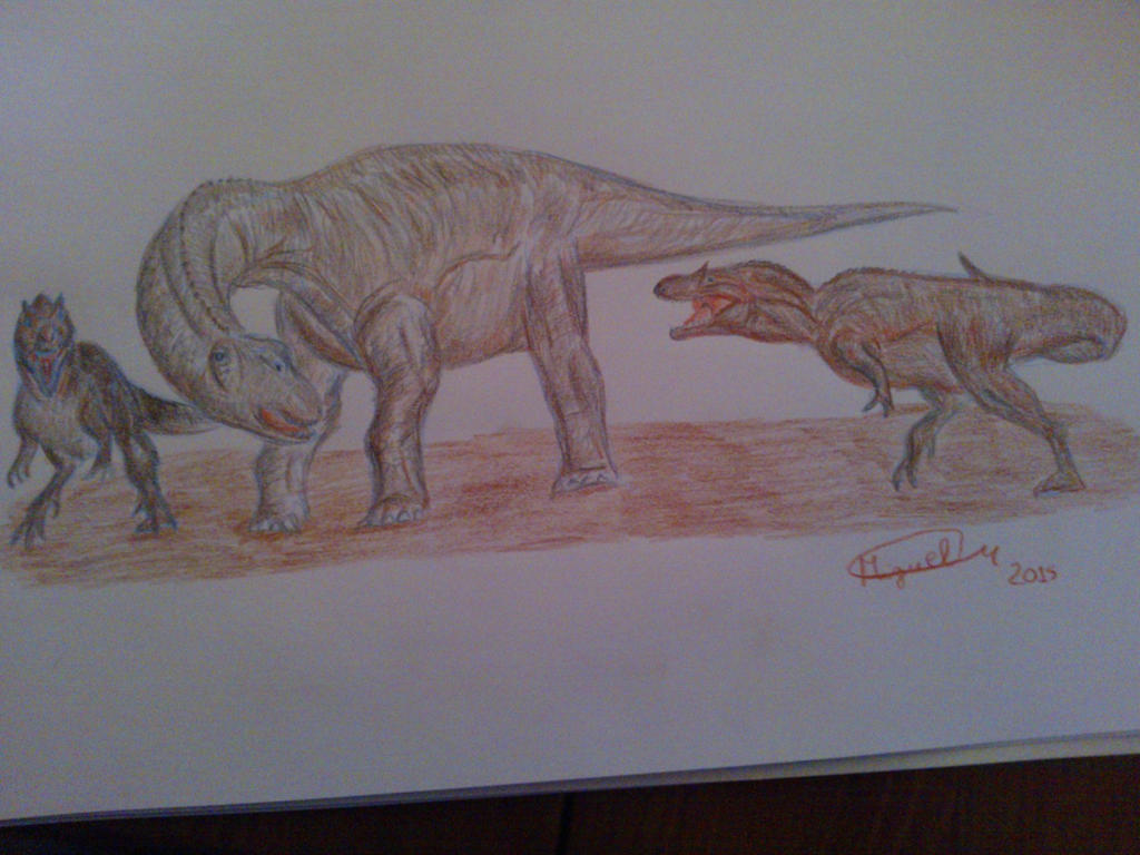 Mapusaurus hunting Argentinosaurus by Eusou123 on DeviantArt