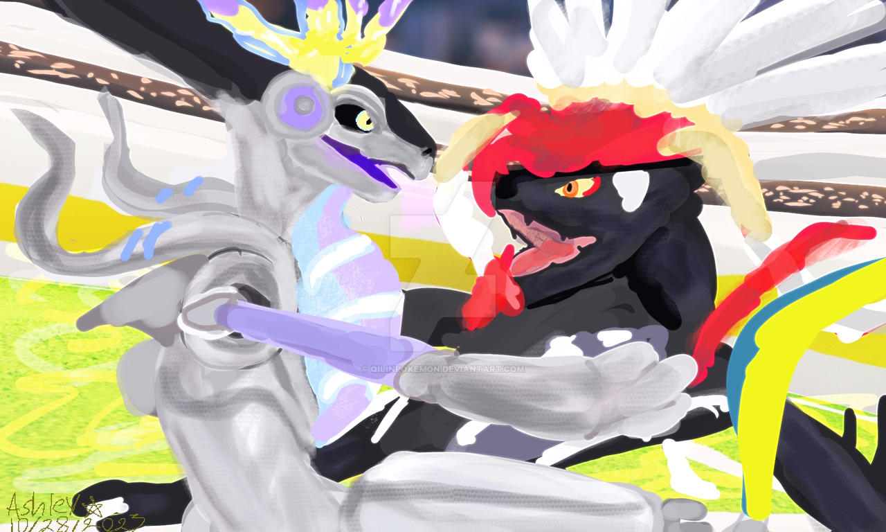 Shiny miraidon kriaidon fight by qilinpokemon on DeviantArt