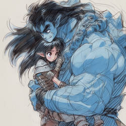 Blue Oni And Small Warrior Girl