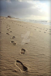 Footprints in the sand.