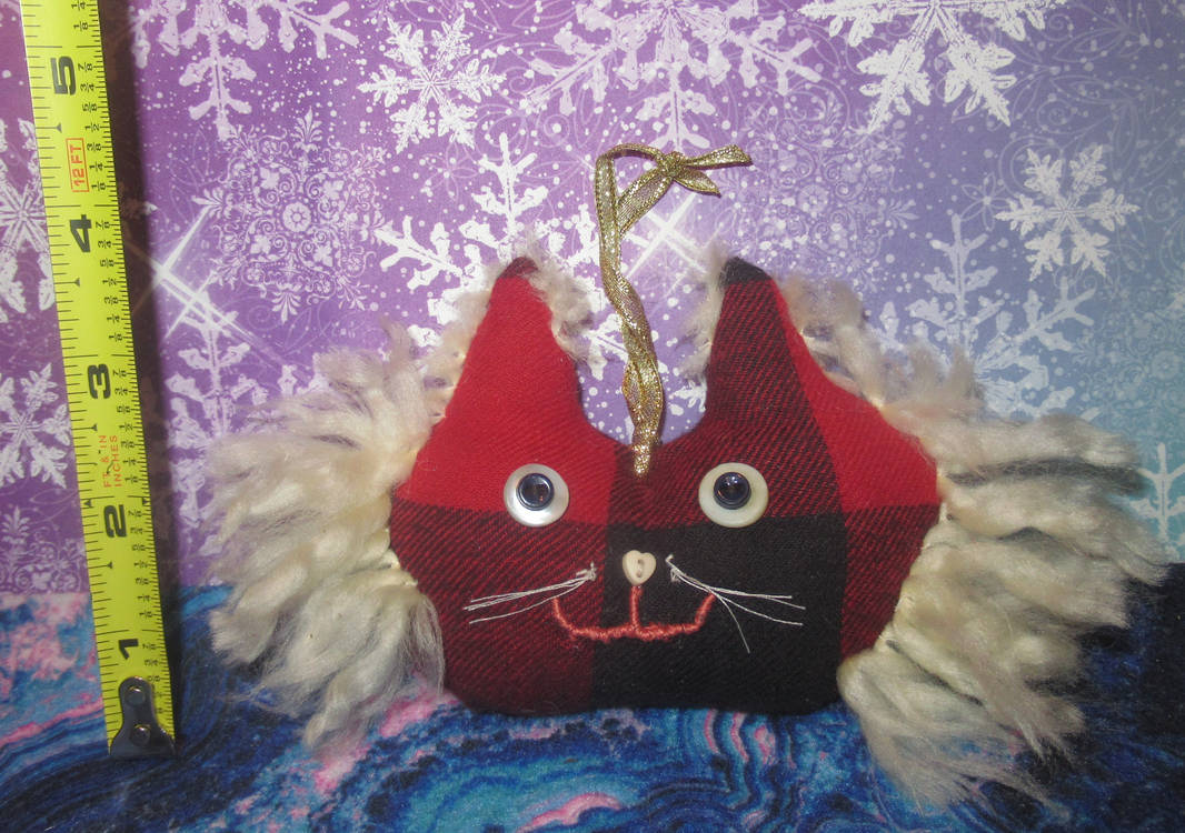 Hand Sewn Plaid Cat Head by FrankAnnstein on DeviantArt