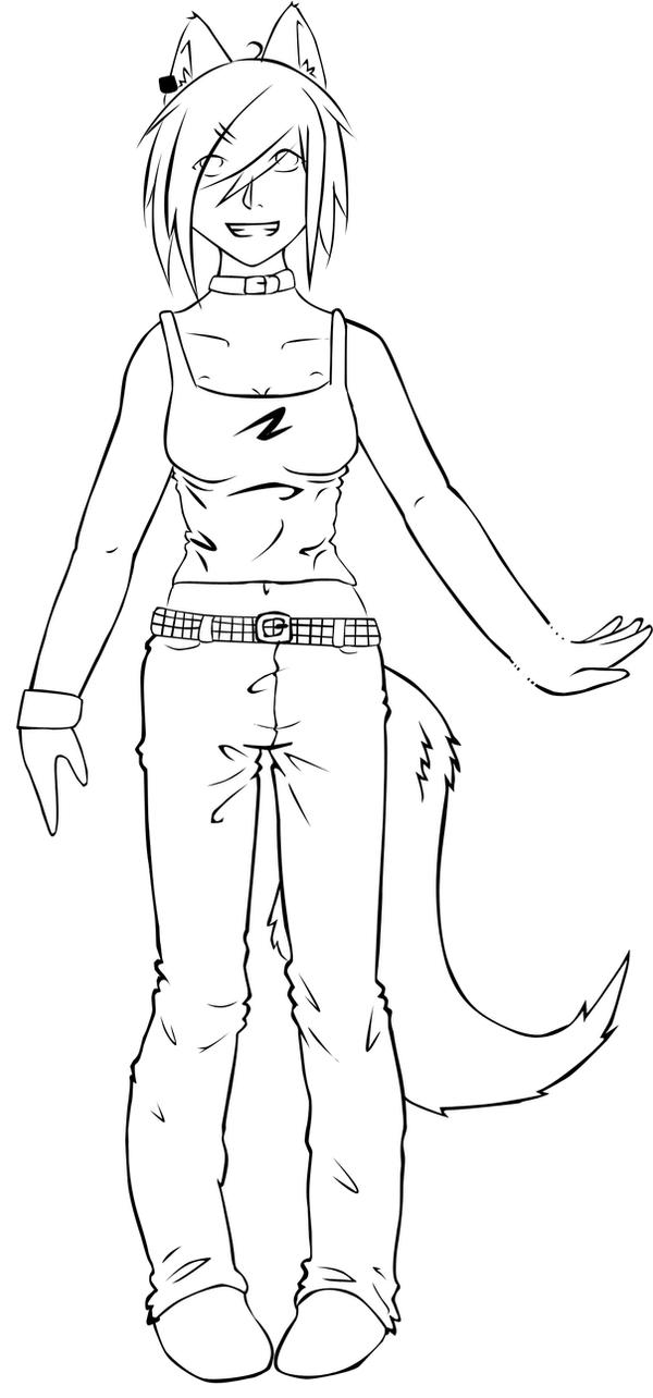 Fox girl Lineart