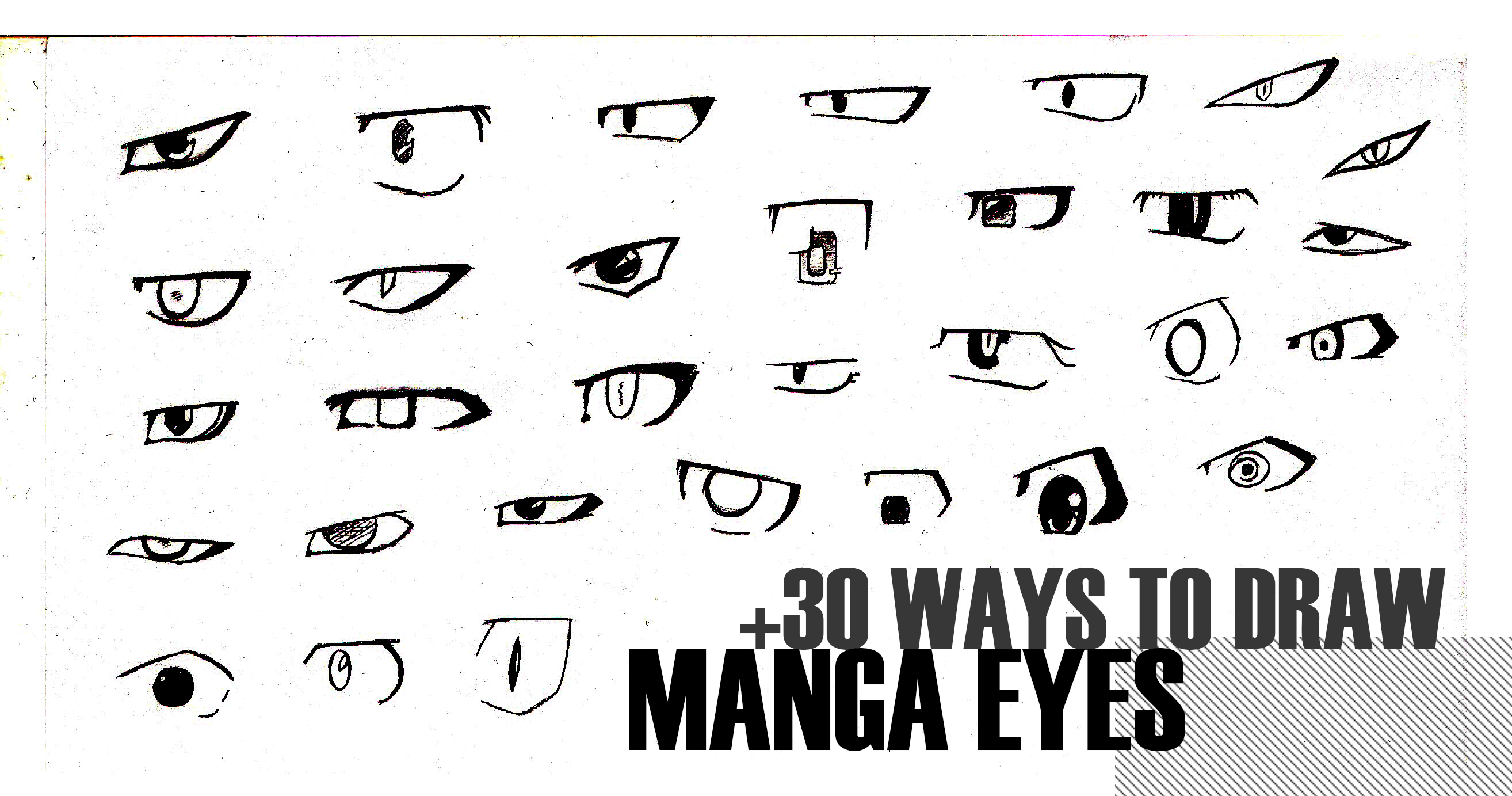 How to Draw Manga Eyes (Man / Both Eyes)