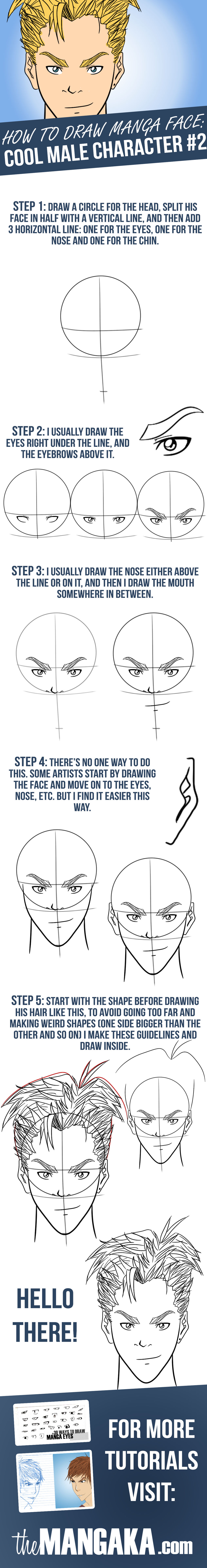 How To Draw Manga Faces Cool Male Character 2 By Mangakaofficial