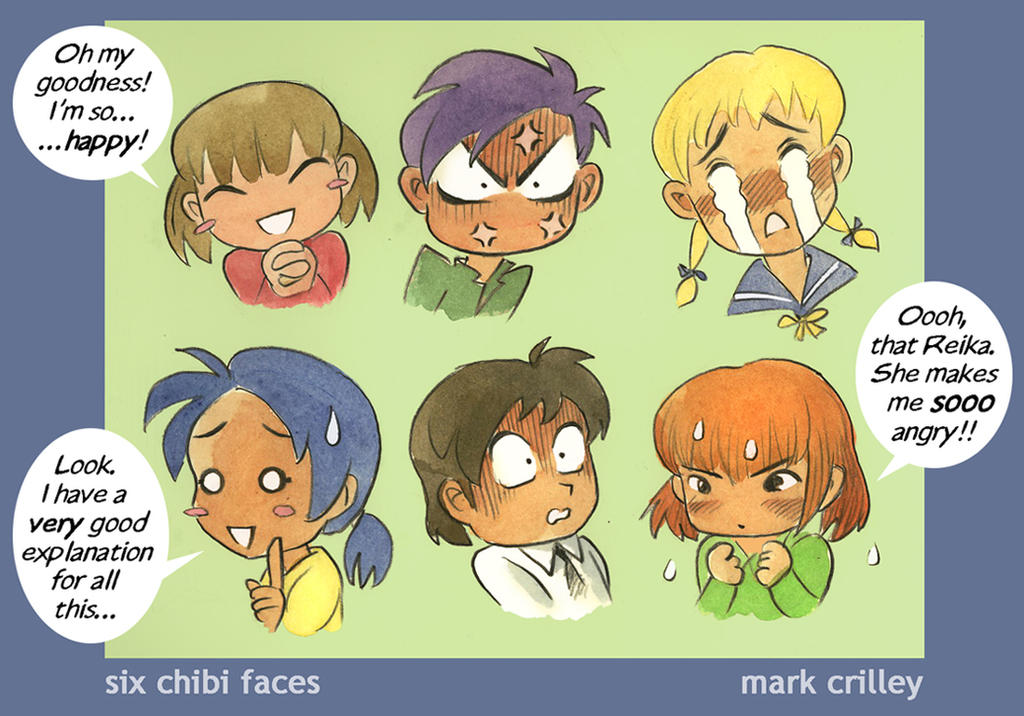 Grumpy Chibi Faces Six Chibi Faces by markcrilley on DeviantArt