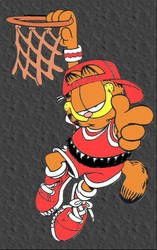 Garfield a jogar basket