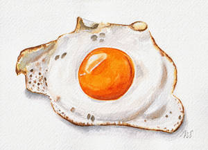 Fried Egg Watercolor