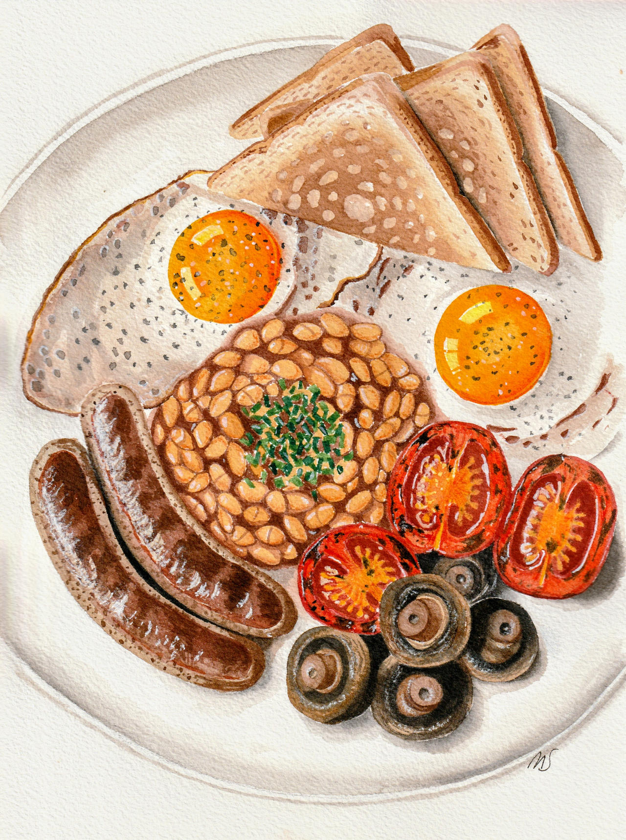 English breakfast - Watercolor