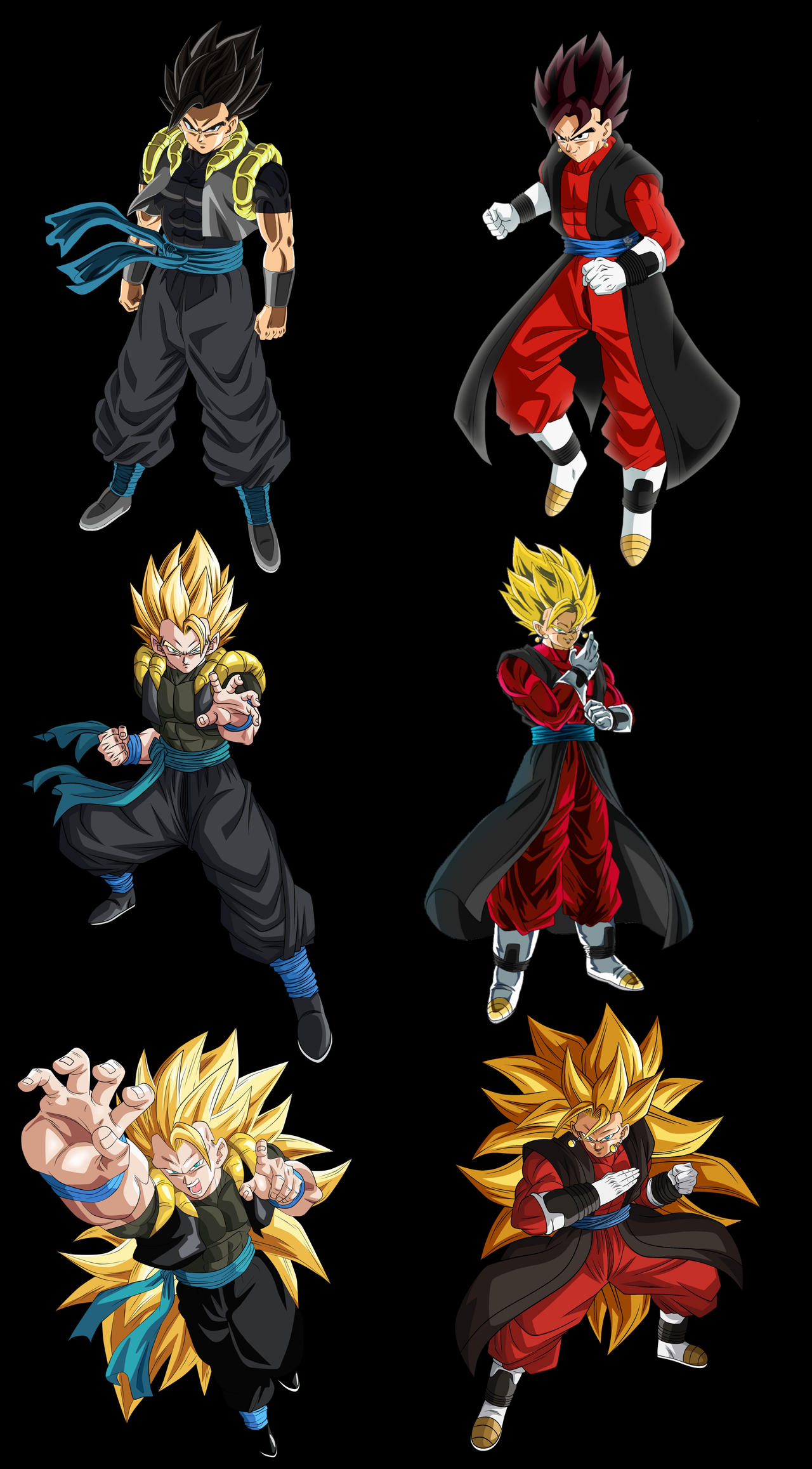 Base Ssj Xeno Gogeta and Xeno Vegito (Base, SSJ, SSJ3) (SDB by ChemistryChandra ...