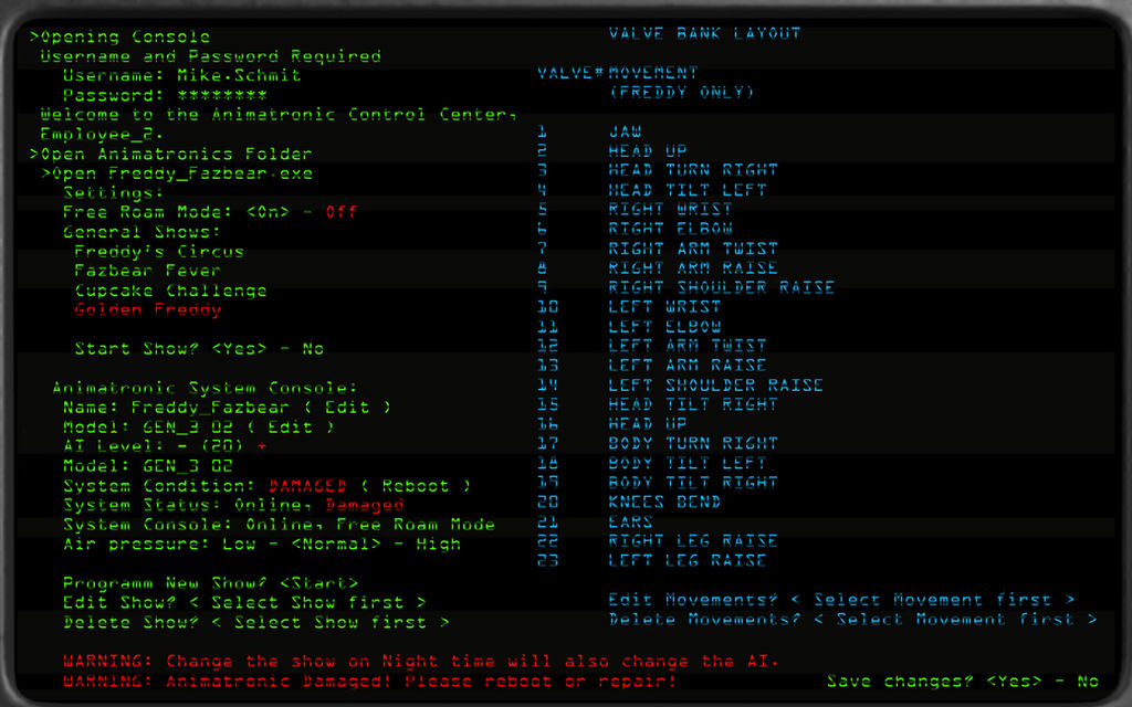 Animatronic Control Panel (Freddy)