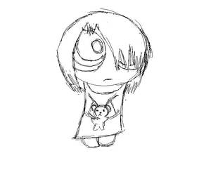 me in chibi lineart sketch