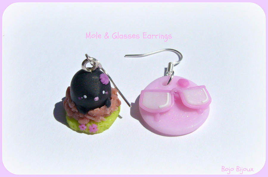 Mole and glasses earrings