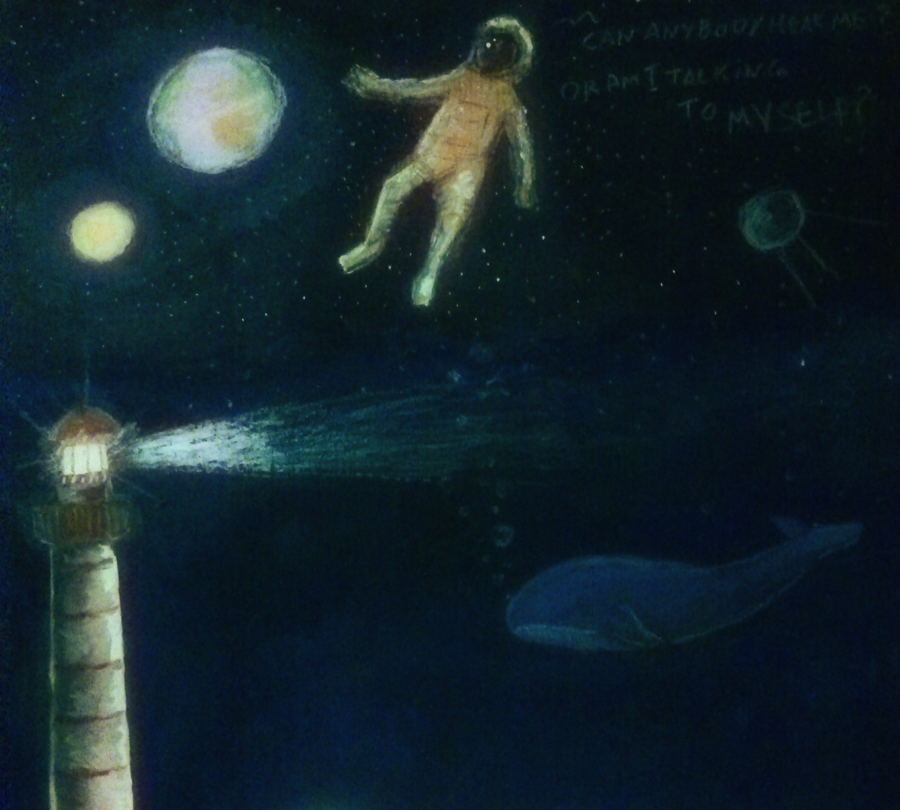 Lighthouse, astronaut and the whale