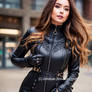 Leather goddess showing you where to go