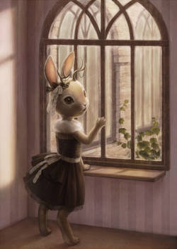 At the window