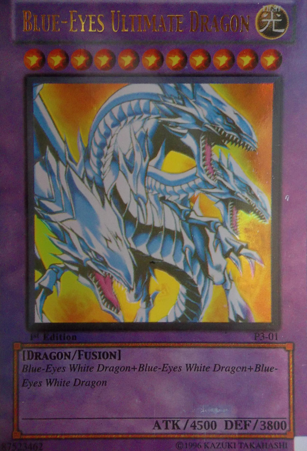 yugioh blue eyes ultimate dragon card Yu-Gi-Oh! Blue-Eyes Shonen Jump Collectors Edition This is of Secret Rare rarity Blue-Eyes Ultimate Dragon (fake) by