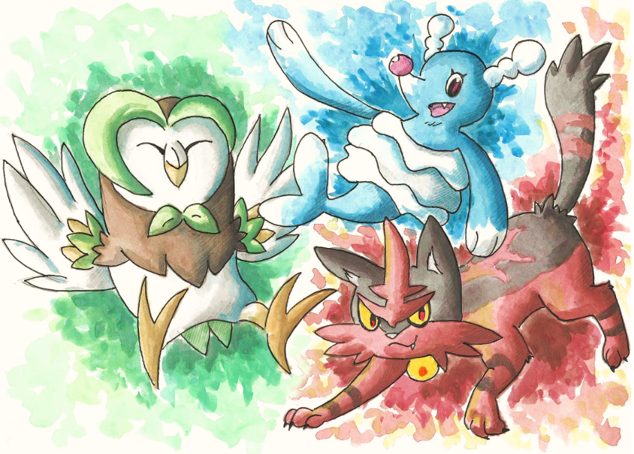 Alola Starters - Dream World Artwork Style by Alexalan on DeviantArt