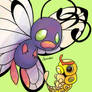 Shiny Butterfree and Caterpie