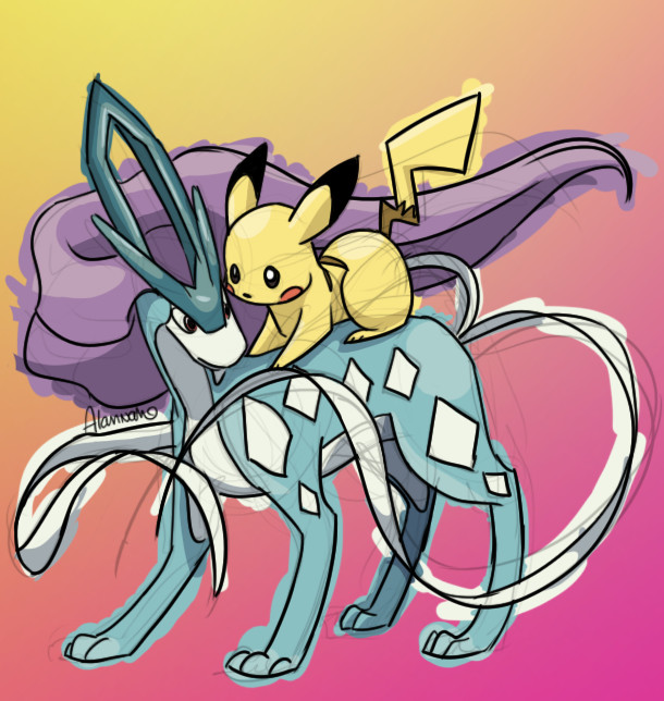 Suicune and Pikachu