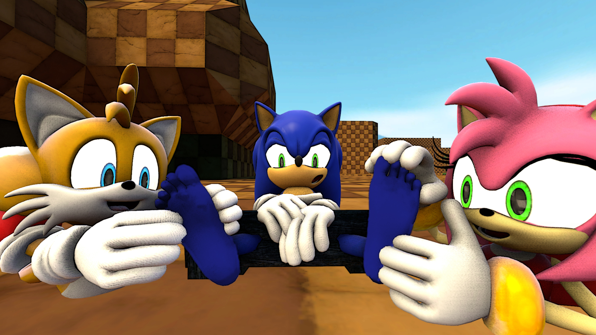Tails o Amy tickling Sonic. by sfmff on DeviantArt