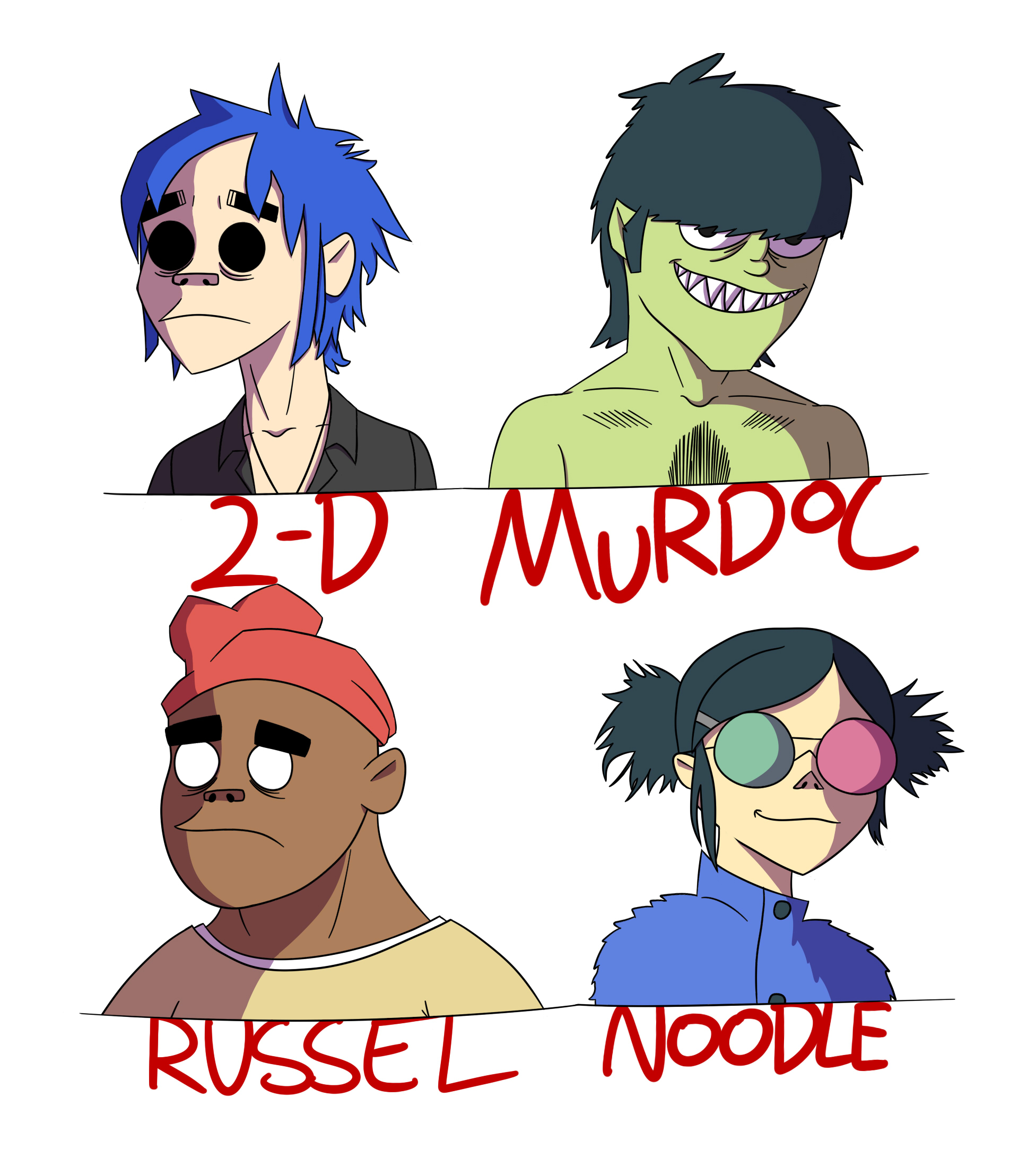 Gorillaz Members by LunaTheLewd on DeviantArt
