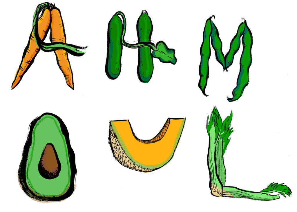 editorial illustration - vegetable letters
