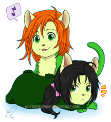 Two Green Little Kittens