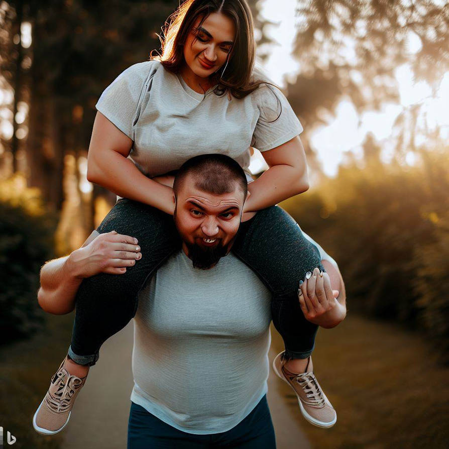 Heavy woman shoulder ride - Struggling by BBWshoulderrides on DeviantArt