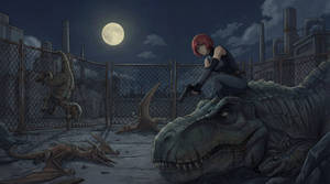 Regina on T-rex head