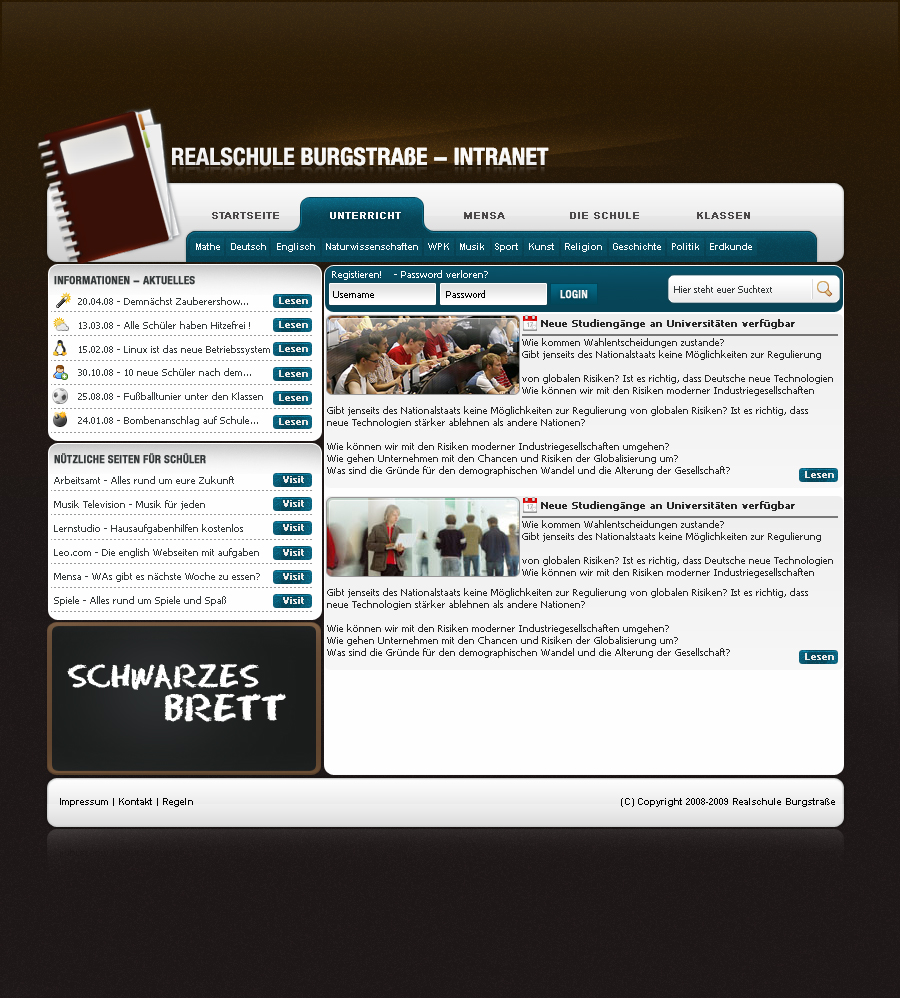 Intranet Schoolhomepage