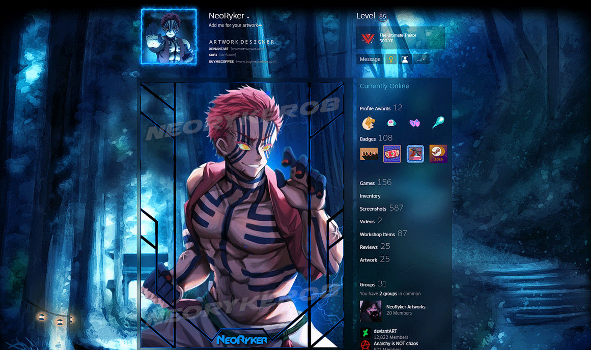 Akaza | Demon Slayer Steam Artwork (Animated) by NeoRyker08 on DeviantArt