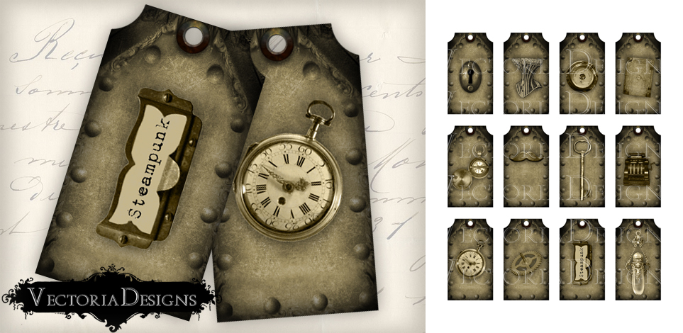 Printable Steampunk Tags By Vectoriadesigns On Deviantart