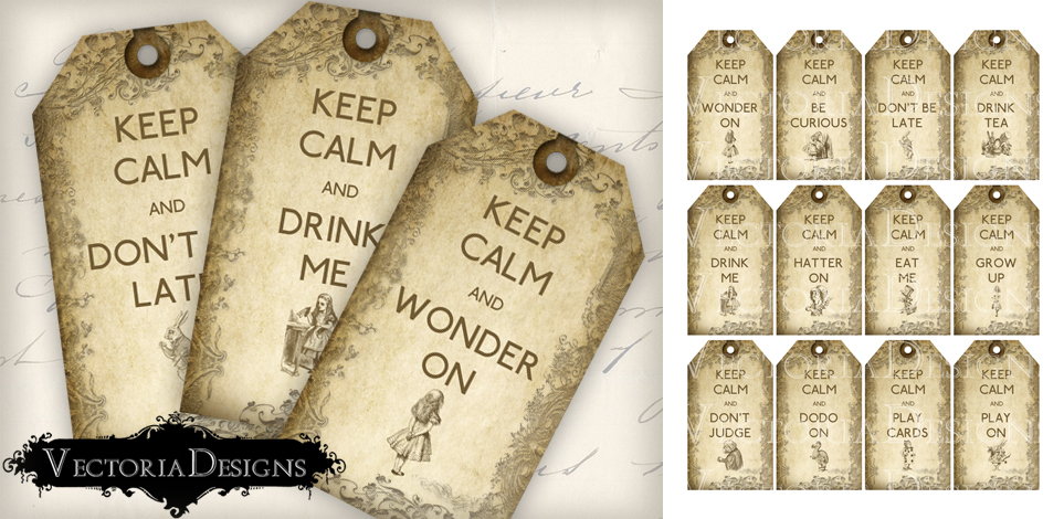 Alice in Wonderland Keep Calm tags