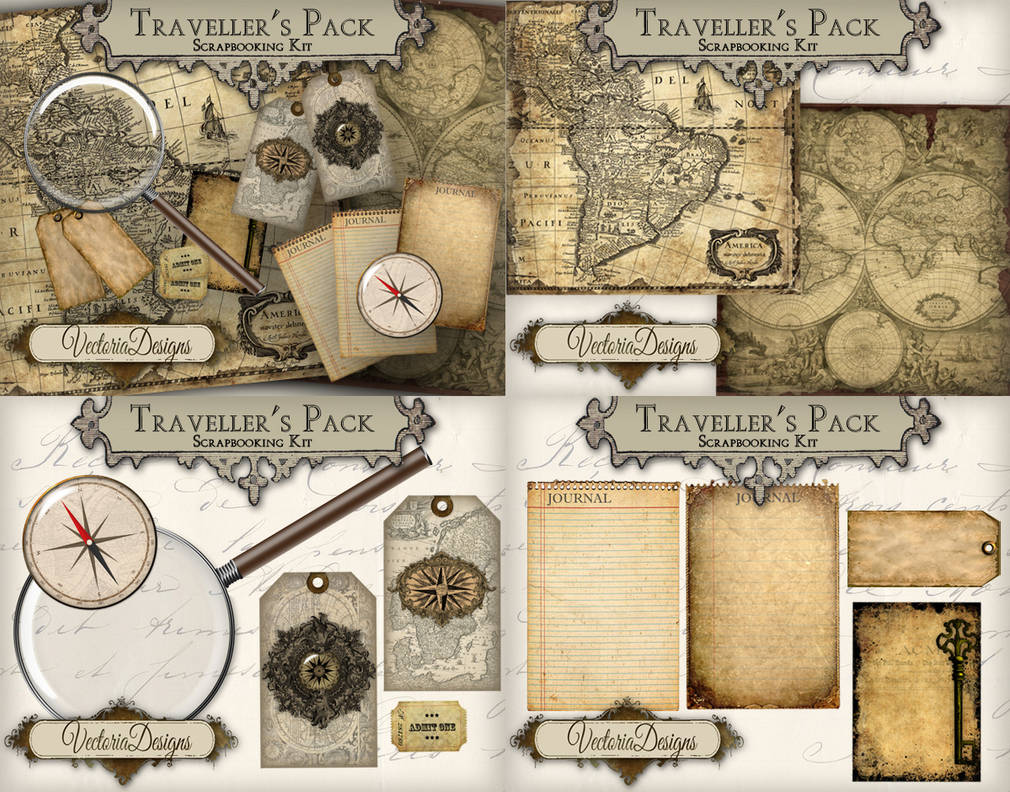 Traveller's Digital Scrapbooking Kit by VectoriaDesigns
