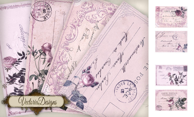 Pink postcard papers by VectoriaDesigns on DeviantArt