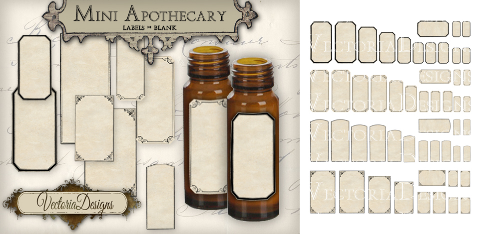 Printable Mini Blank Apothecary Labels by VectoriaDesigns on ...