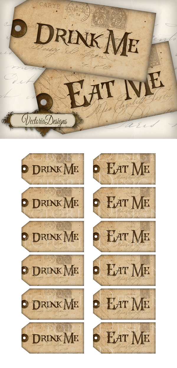 Printable Drink Me Eat Me Tags